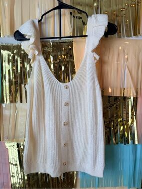 mine Cream Knit Button-Front Tank